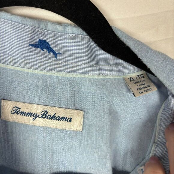 TOMMY BAHAMA Light Blue Linen Long Sleeve Button Down Camp Shirt Men Size XL - Picture 6 of 10